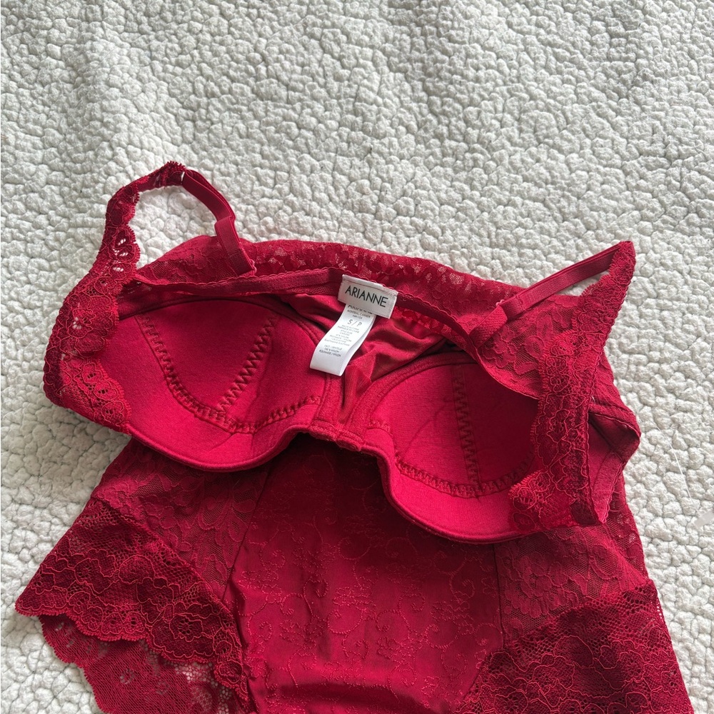 Ariane Deep Red Lace Bustier Bodysuit ❤️ - Picture 5 of 8